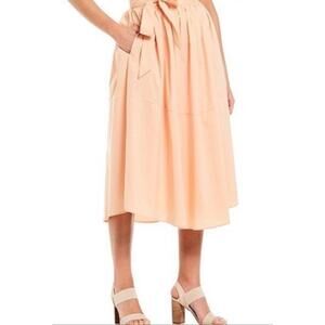 Cremieux Sun Haven Peach Gathered Midi High Waisted Belted Skirt, Size 10, NWOT